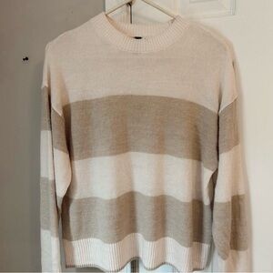 Divided Cream and Tan Striped Sweater